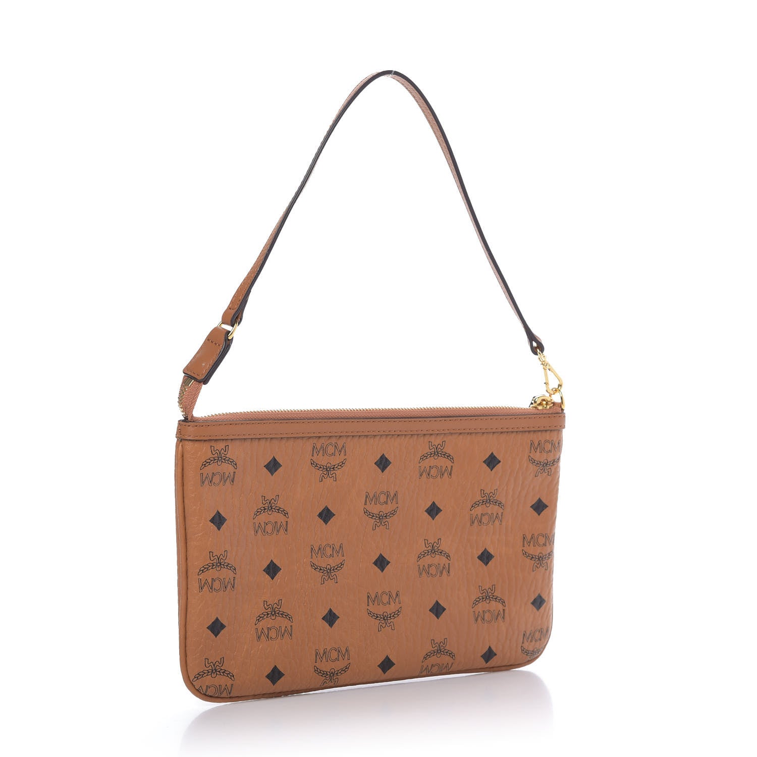MCM Visetos Anya Shopper Tote Pouch Cognac 3 of 7