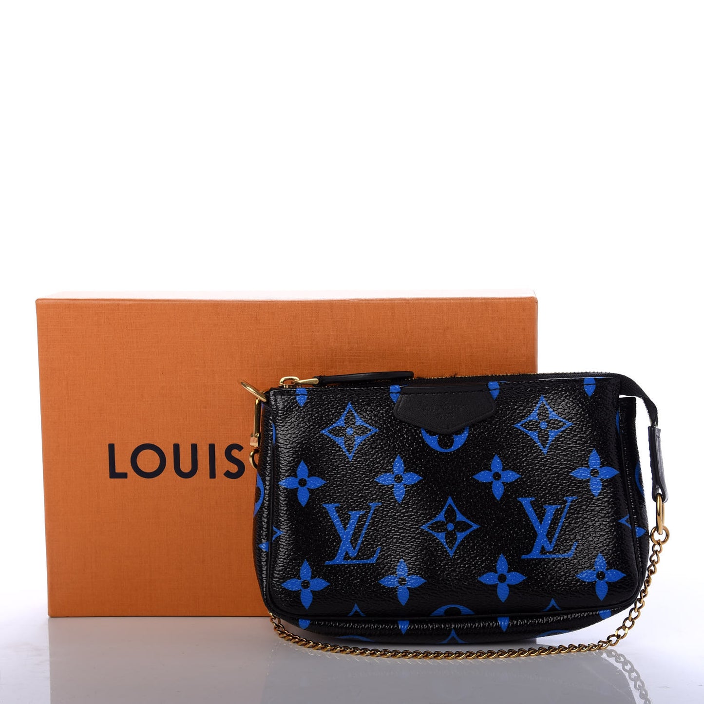 Colored Monogram Mini Pochette Accessories Blue Black