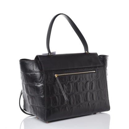 Celine Calfskin Crocodile Embossed Small Belt Bag Black 3 of 7