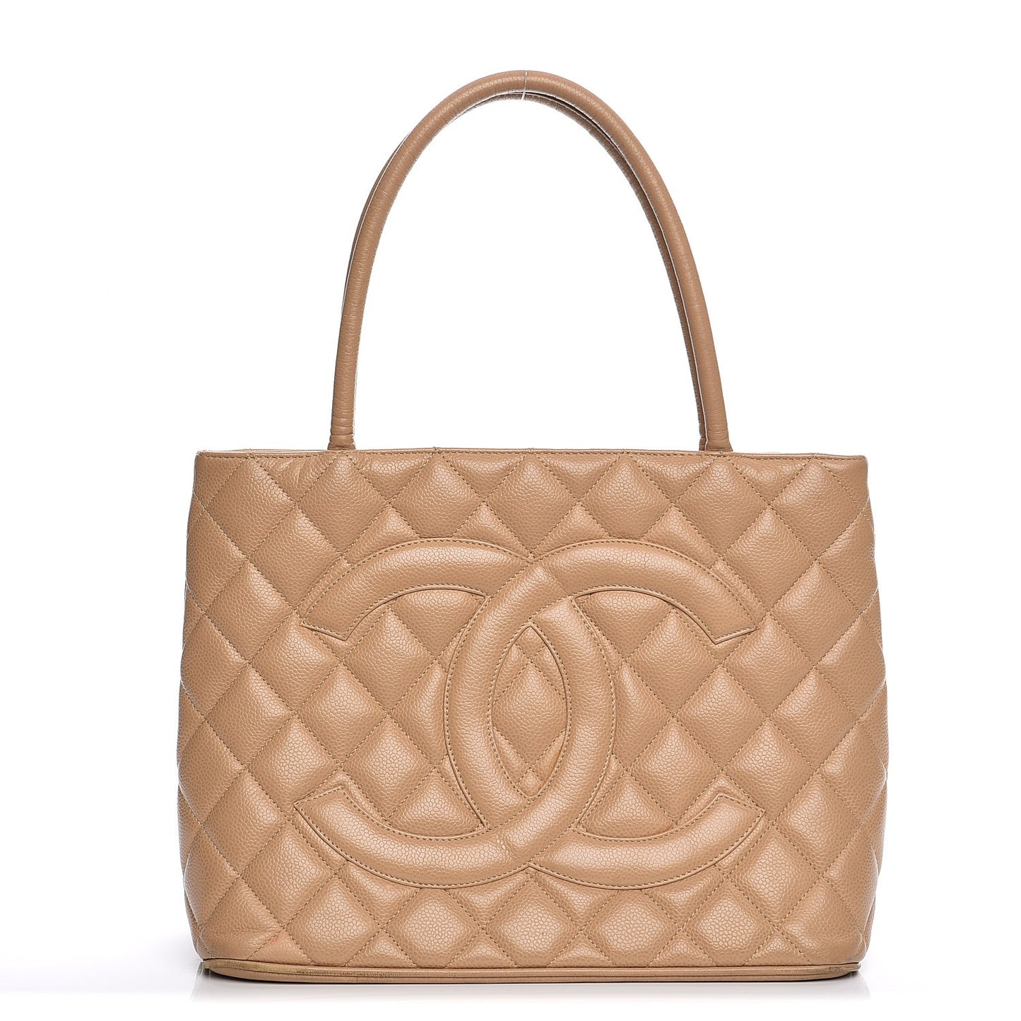 Caviar Quilted Medallion Tote Beige