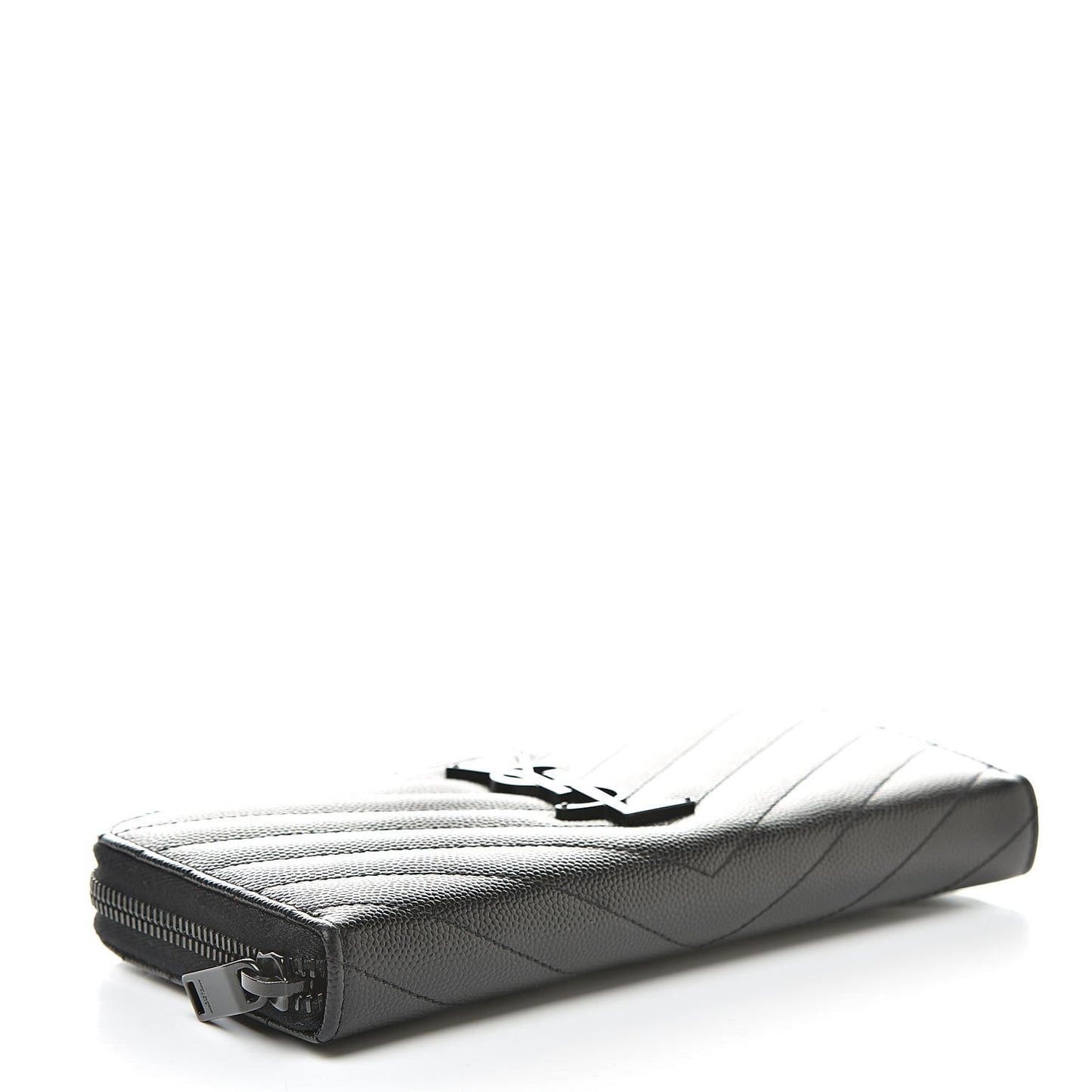 Grain De Poudre Matelasse Chevron Monogram Zip Around Wallet Black