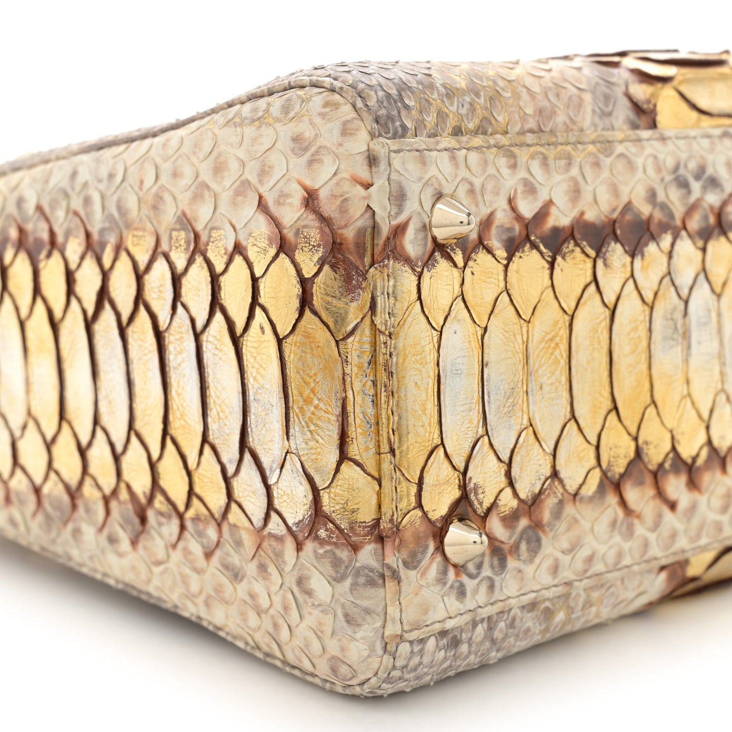 Metallic Snakeskin Medium Lady Dior Beige Gold