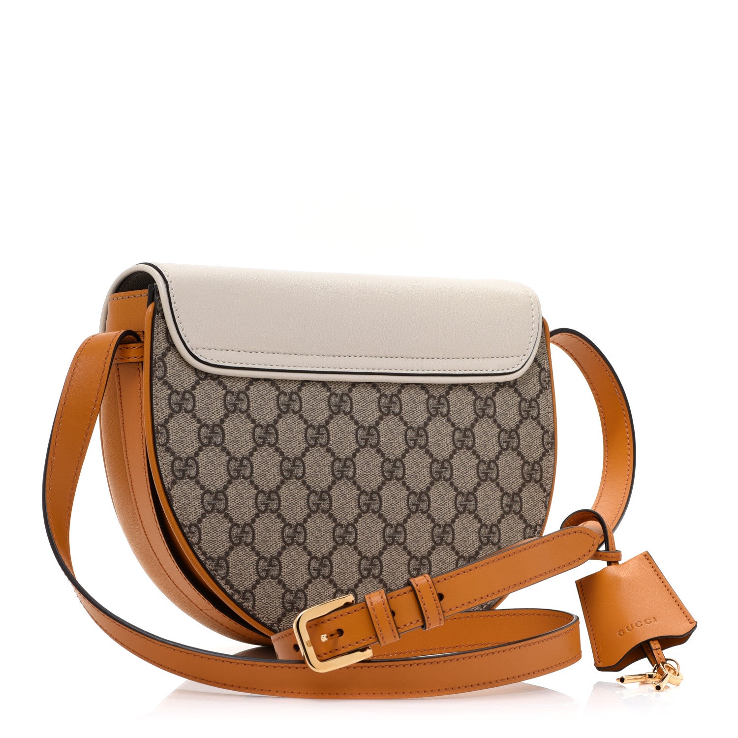 Gucci GG Supreme Monogram Calfskin Small Padlock Messenger Shoulder Bag Beige Mystic White Sun Oil 3 of 13