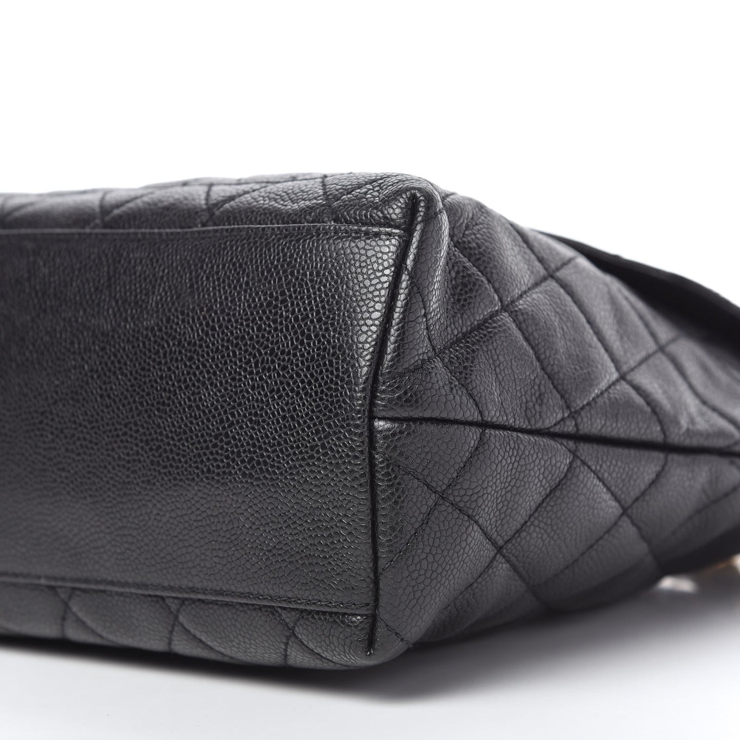 Caviar Quilted Flap Shoulder Bag Black