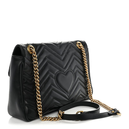 Gucci Calfskin Matelasse Medium GG Marmont Shoulder Bag Black 3 of 10