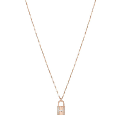 Hermes 18K Rose Gold Diamond Amulettes Cadenas Pendant Necklace 1 of 6
