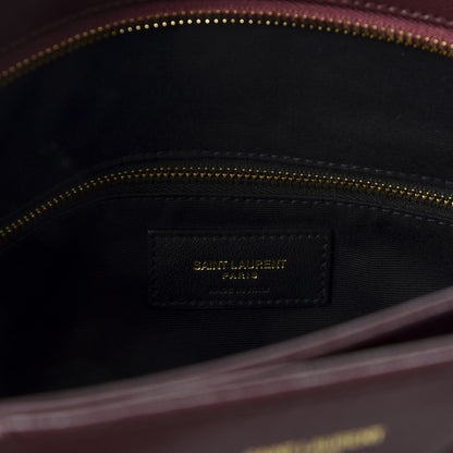 Saint Laurent Grain de Poudre Matelasse Chevron Medium Tribeca Shopping Bag Rouge Legion 7 of 9