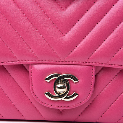 Chanel Lambskin Chevron Quilted Mini Square Flap Fuchsia 11 of 11