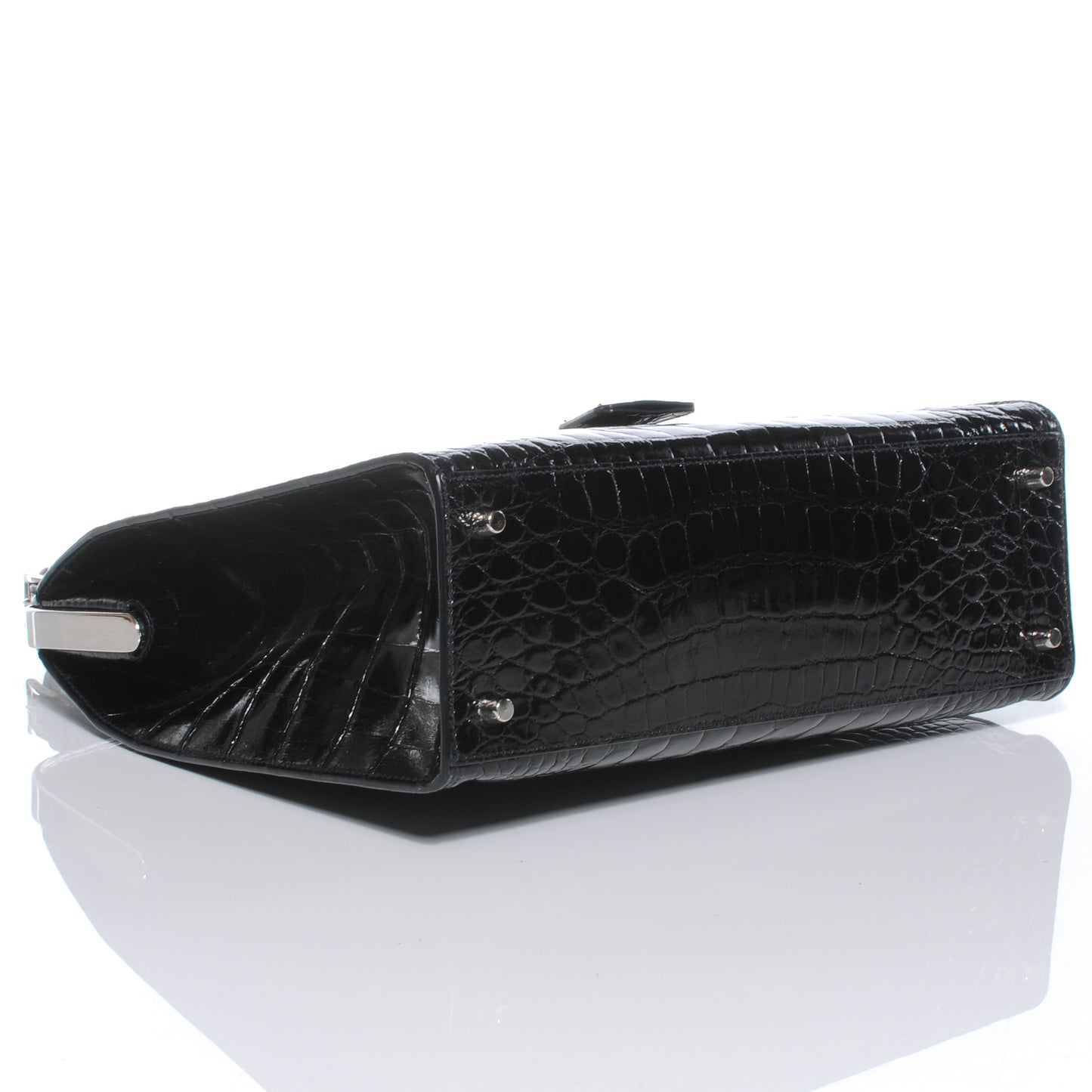 Shiny Crocodile Framed Bag Black