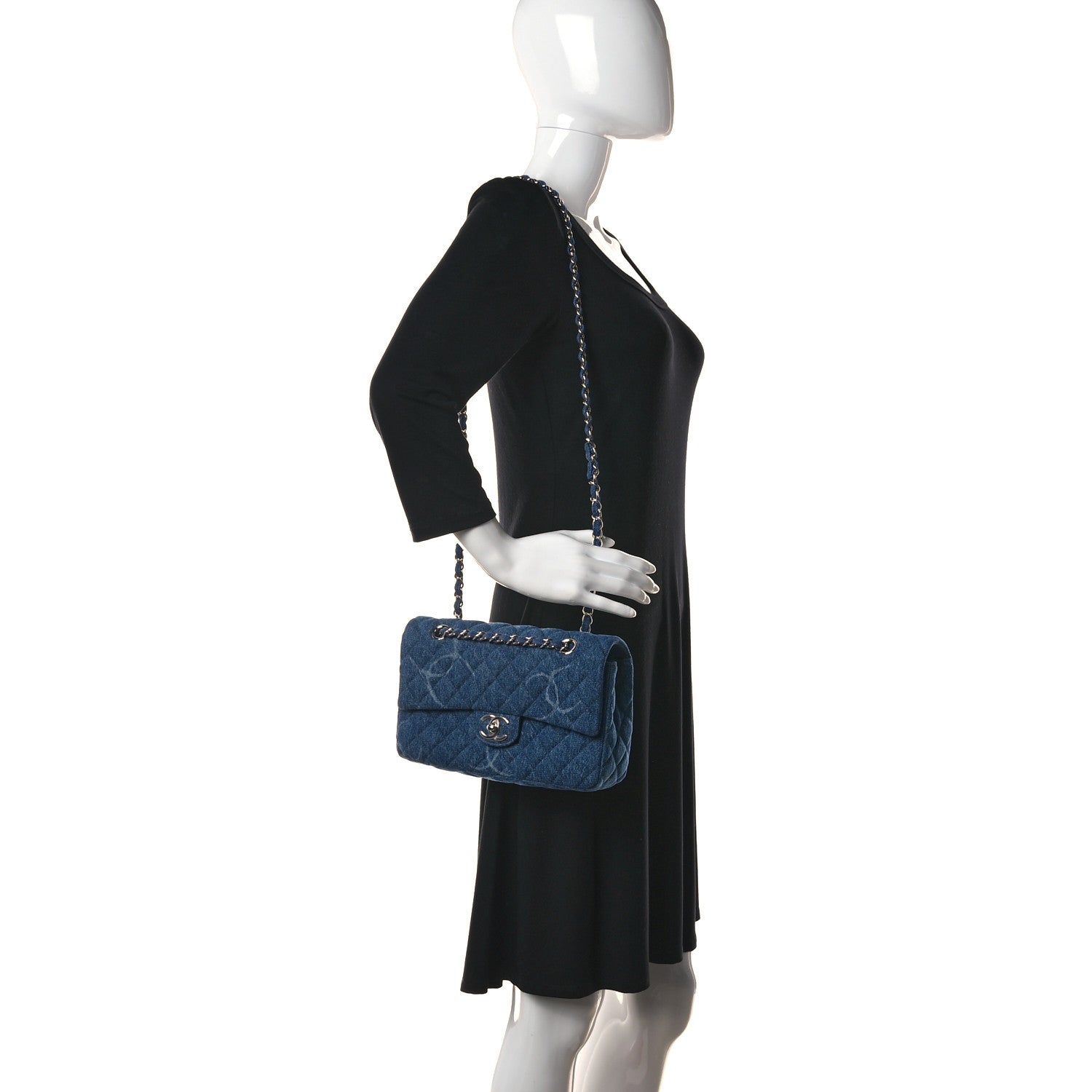 Chanel Denim Quilted CC Print Medium Single Flap Blue 1 of 10
