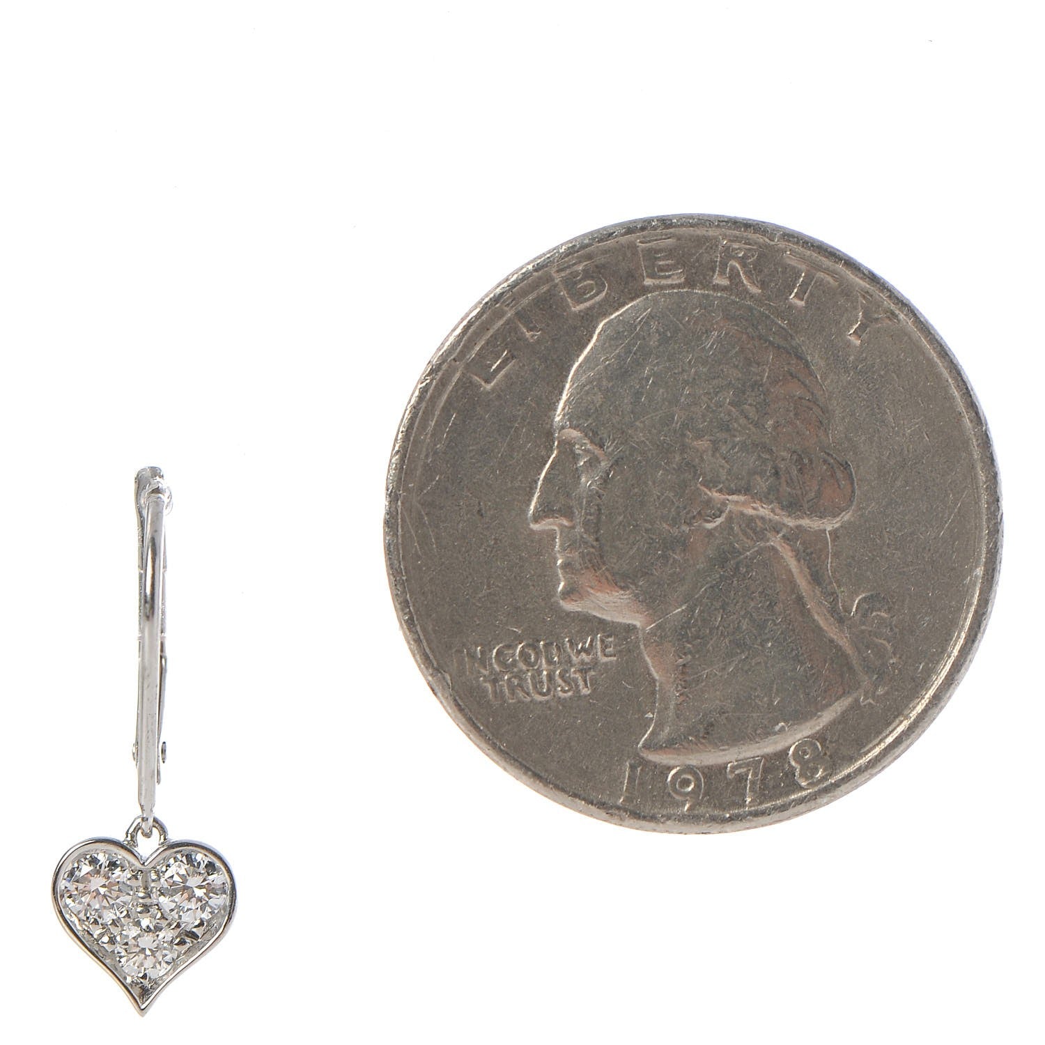 Tiffany Platinum Diamond Heart Drop Earrings 2 of 6