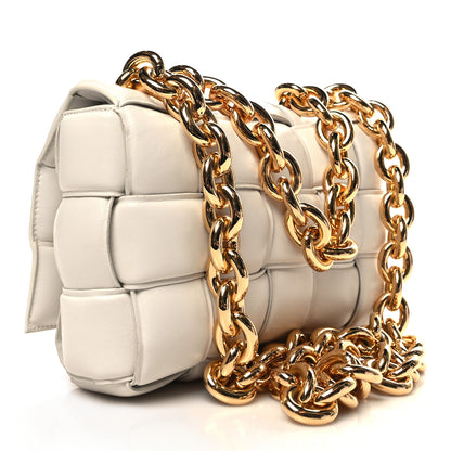 Bottega Veneta Lambskin Maxi Intreccio Padded Chain Cassette Crossbody Bag White 3 of 11