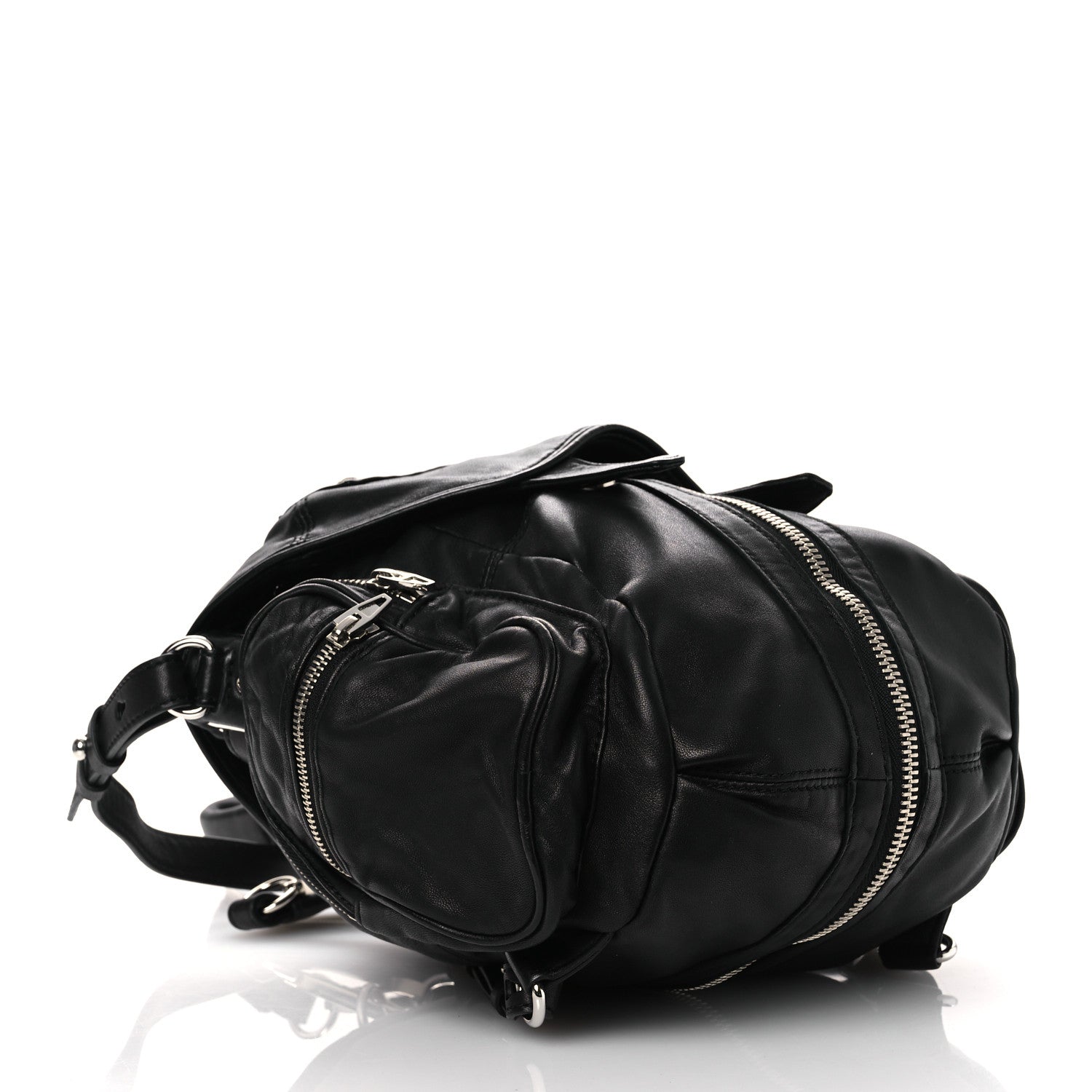 バッグ Alexander Wang Marti Leather Bag Black Alexander Wang Lambskin Marti Backpack Bag Washed Black Rhodium