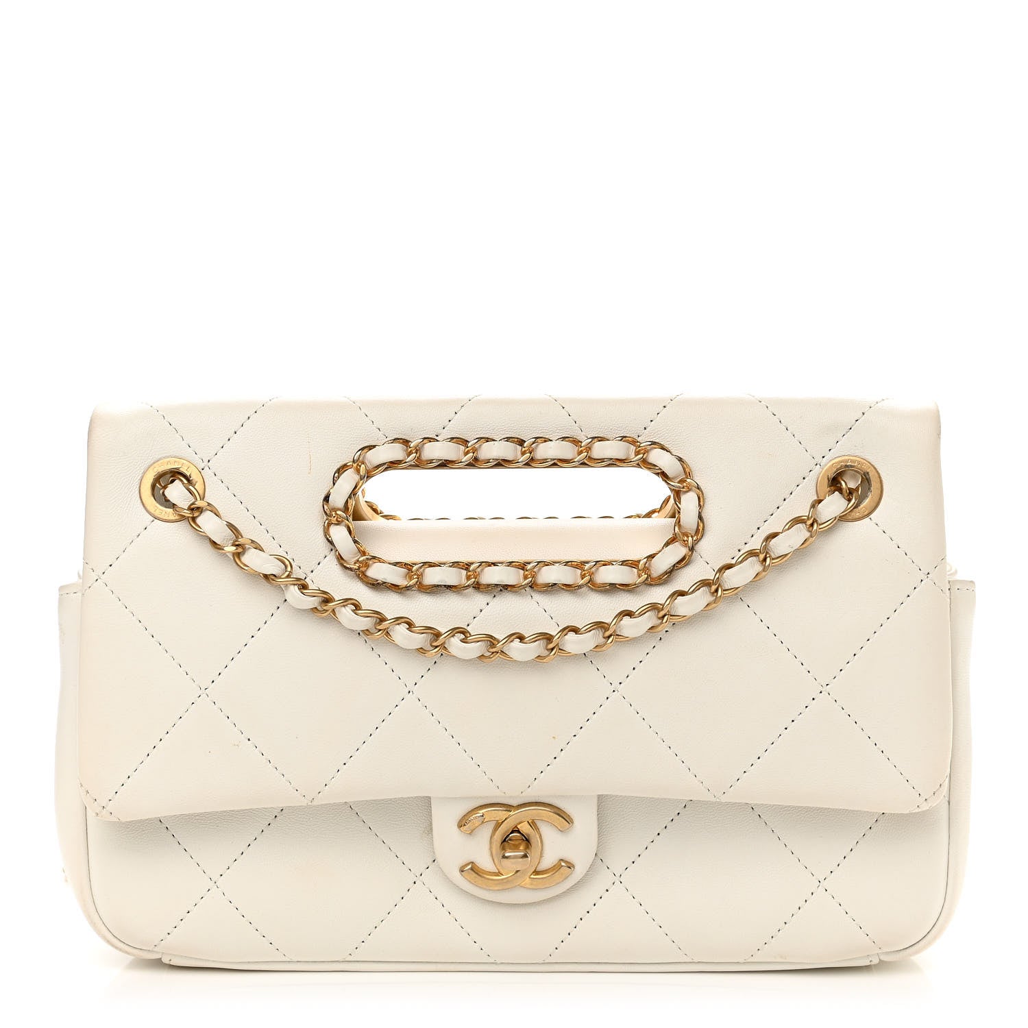 Chanel Lambskin A Real Catch Flap Bag White 1 of 15