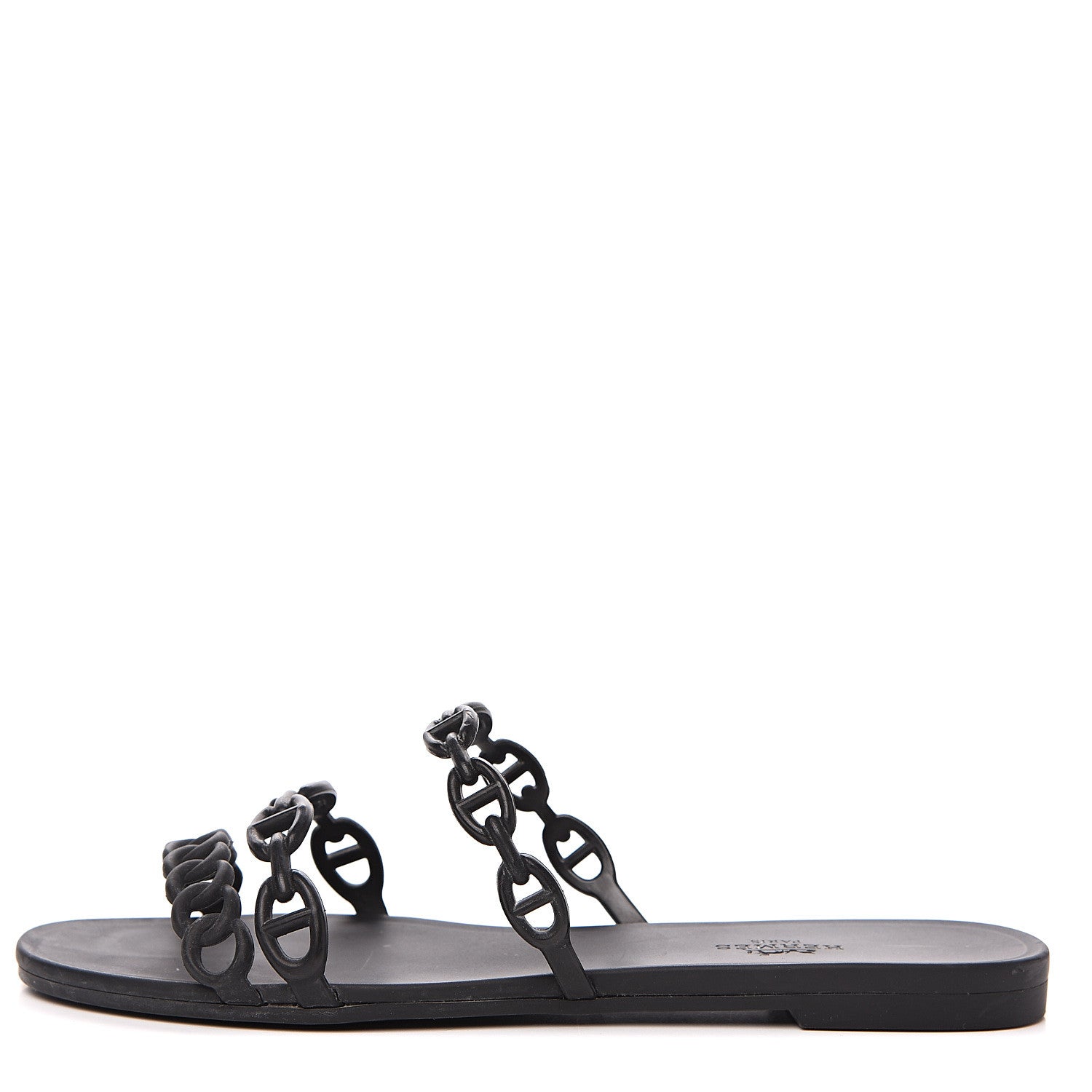 Hermes Rubber Chaine d'Ancre Rivage Sandals 37 Black 1 of 10