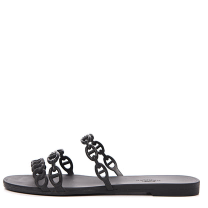 Hermes Rubber Chaine d'Ancre Rivage Sandals 37 Black 1 of 10