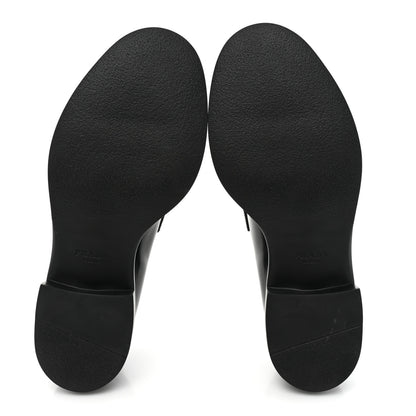 Prada Spazzolato Metal Triangle Logo 50mm Loafers 37.5 Black 5 of 9