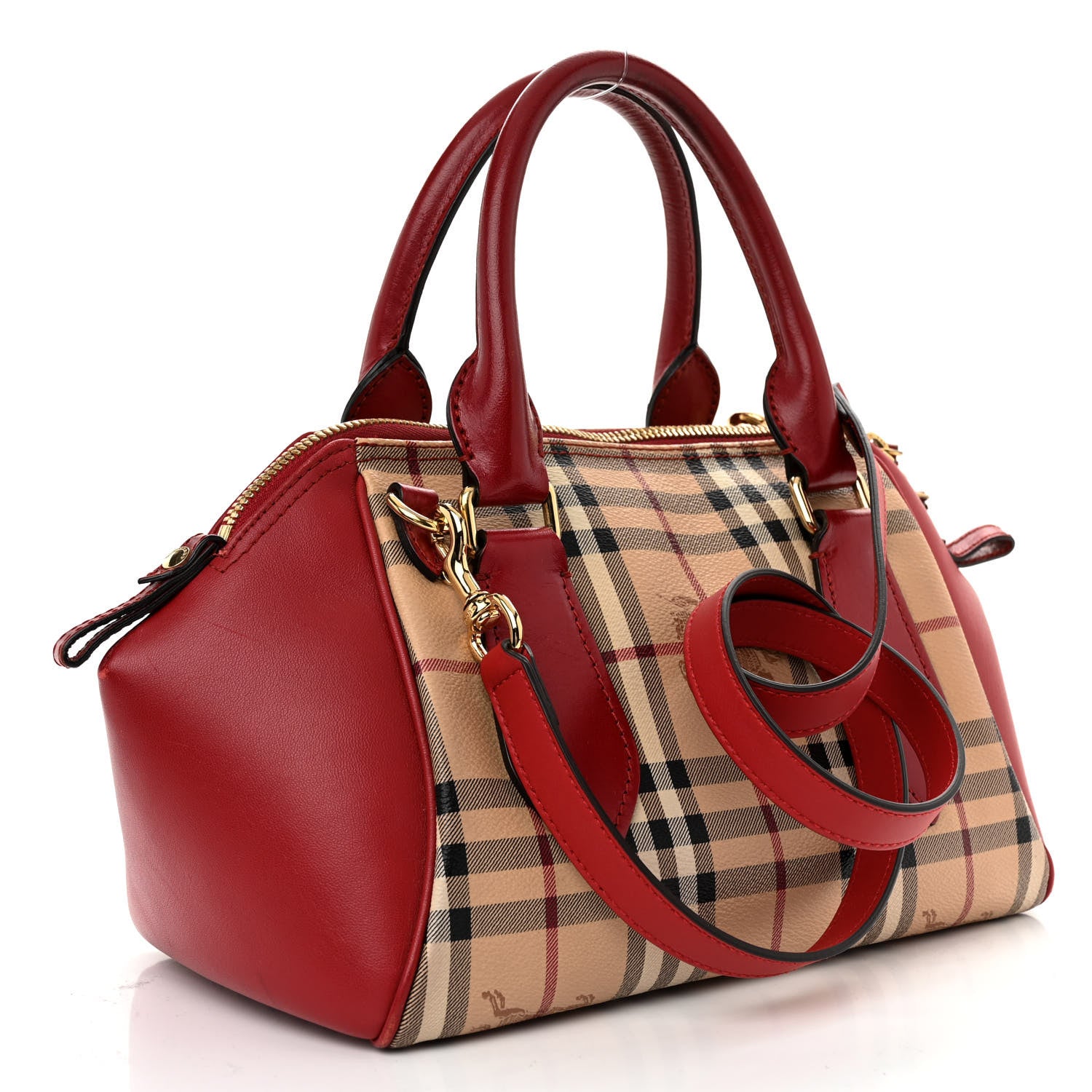 Burberry Haymarket Check Small Blaze Satchel Military Red 3 of 13