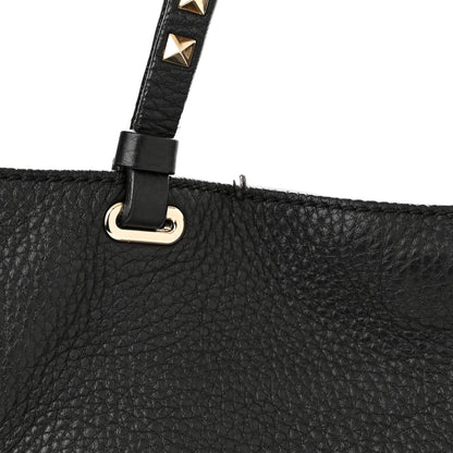 Valentino Garavani Alce Printed Calfskin Medium Rockstud Tote Black 10 of 11