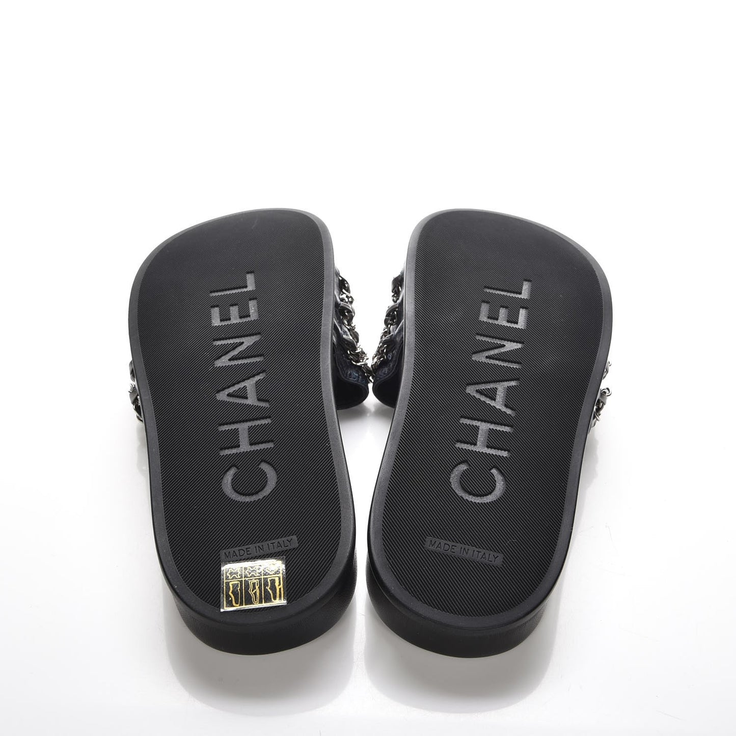 Lambskin Chain Flat Sandals 41 Dark Blue