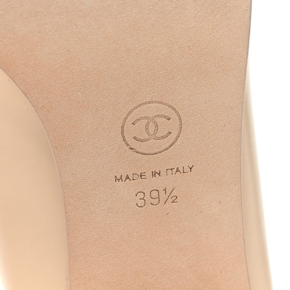 Chanel Calfskin Patent Cap Toe CC Pumps 39.5 Light Beige Black 8 of 12