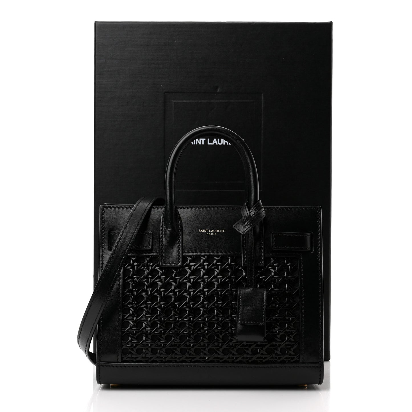 Calfskin Paglia Palm Nano Sac De Jour Black