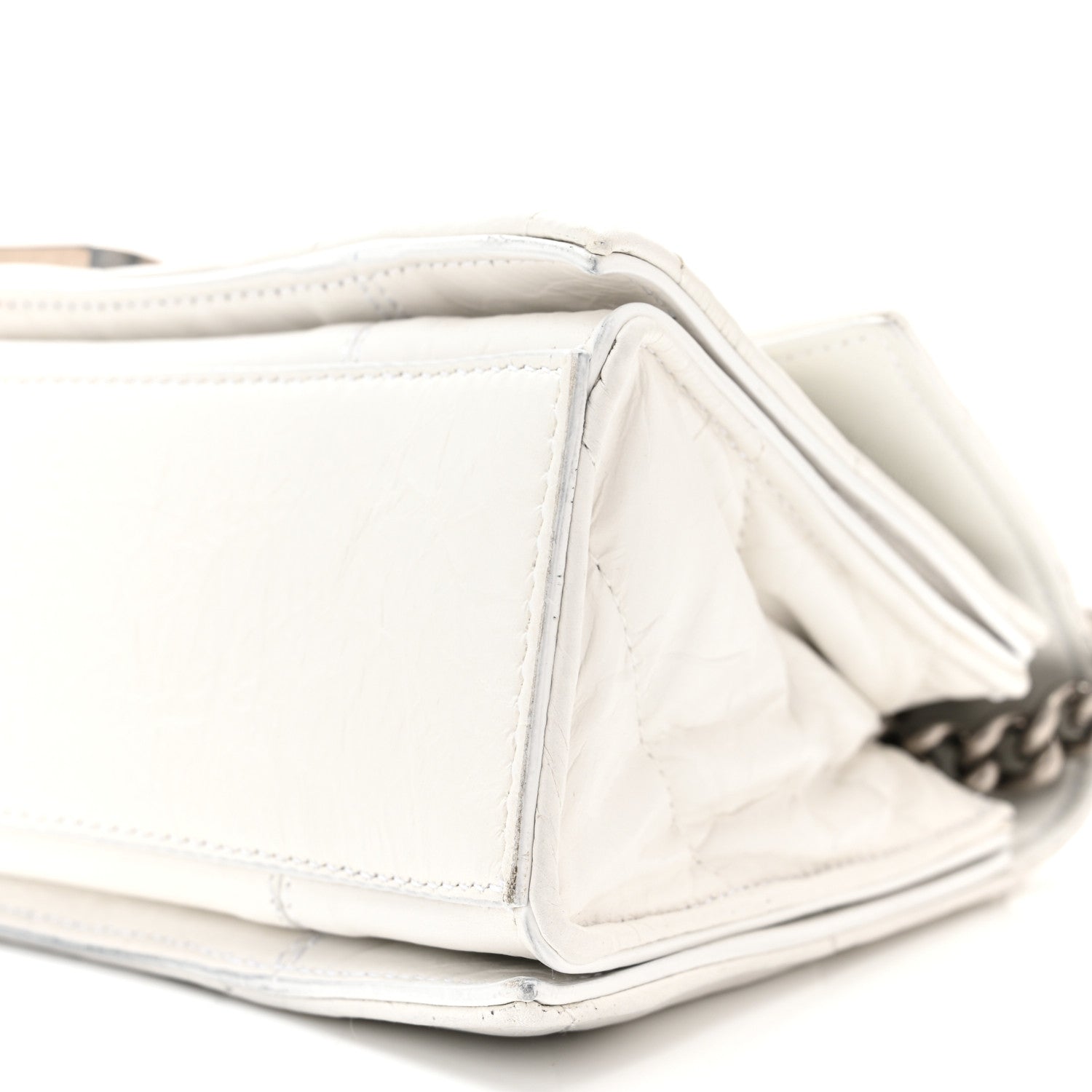 Balenciaga Crushed Calfskin Quilted Small Crush Chain Bag Optic White 10 of 10