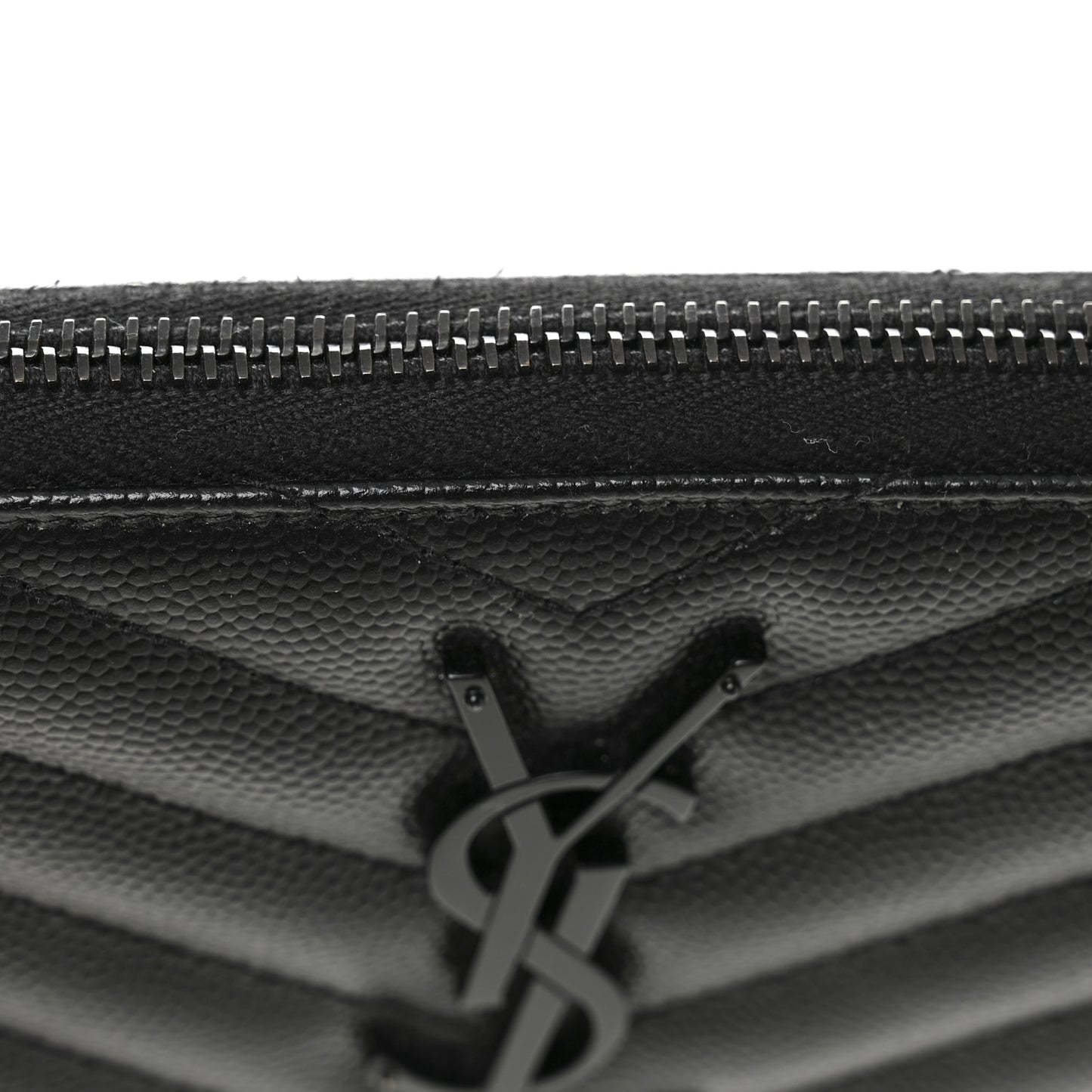 Grain De Poudre Matelasse Chevron Monogram Monochrome Zip Around Wallet Black