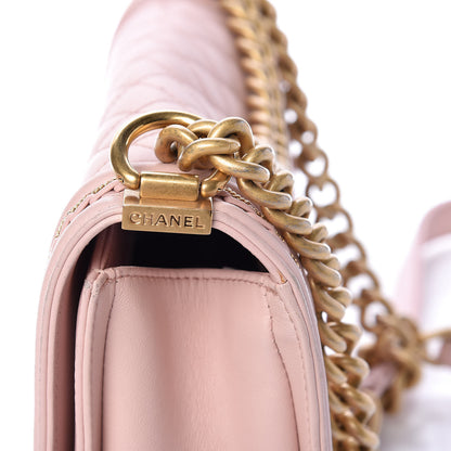 Chanel Lambskin Quilted Medium Chain Detail Boy Flap Light Pink 17 of 19
