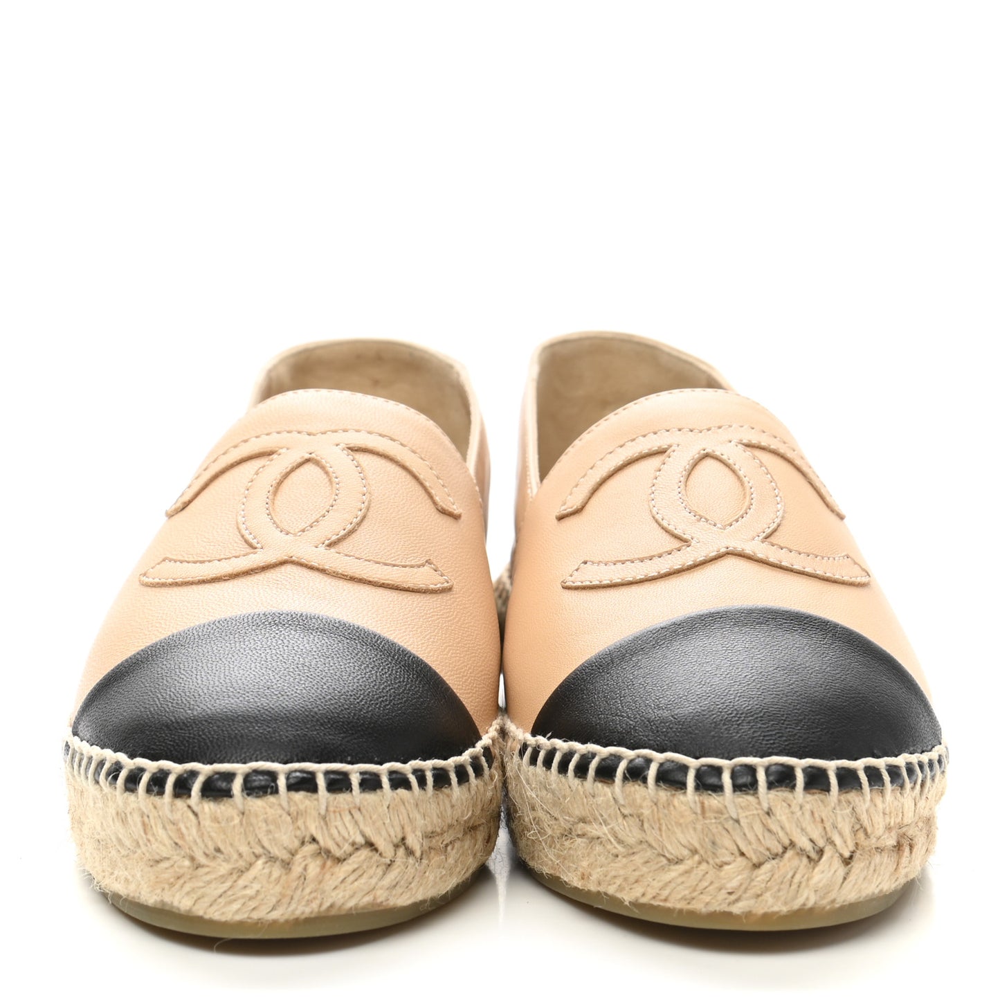 Lambskin CC Espadrilles 37 Beige Black