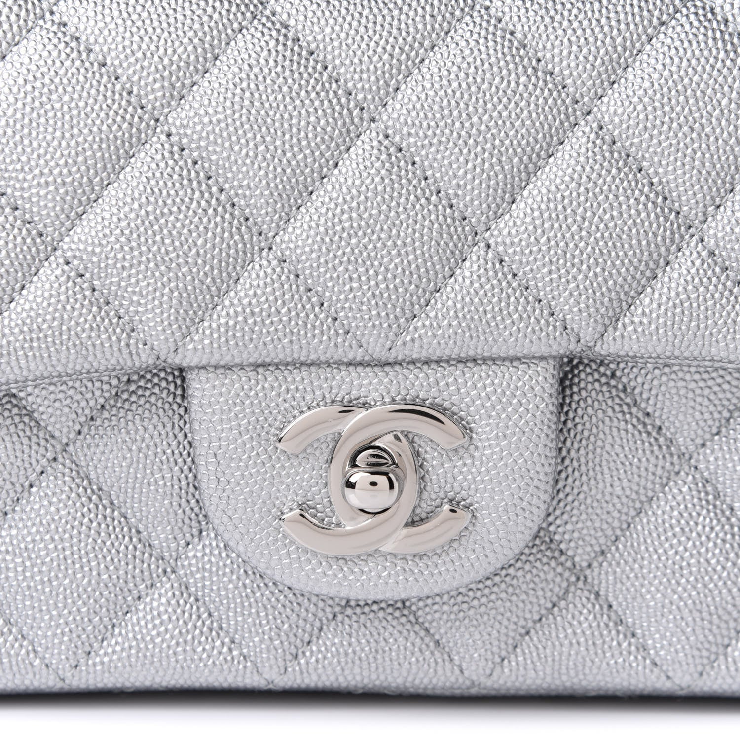 Chanel Metallic Caviar Quilted Mini Top Handle Rectangular Flap Silver 9 of 12