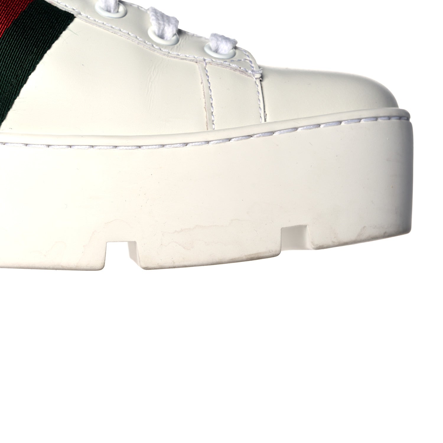 Gucci Calfskin Web Bee Embroidered Womens Ace Platform Sneakers 38.5 White 9 of 11