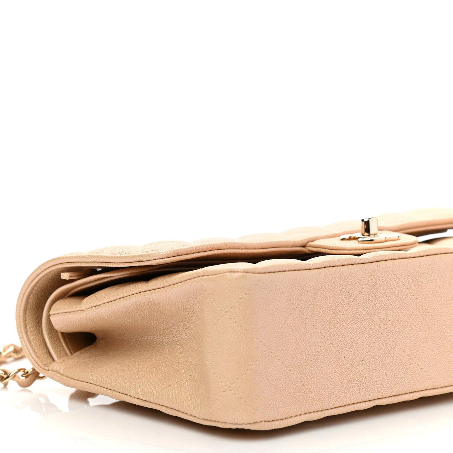 Chanel Iridescent Caviar Quilted Medium Double Flap Beige 7 of 9