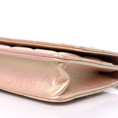 Chanel Iridescent Calfskin Quilted Wallet On Chain WOC Pink 10 of 11