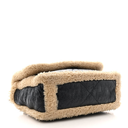 Chanel Crumpled Calfskin Shearling Sheepskin Quilted Medium Chanel 19 Flap Navy 4 of 11
