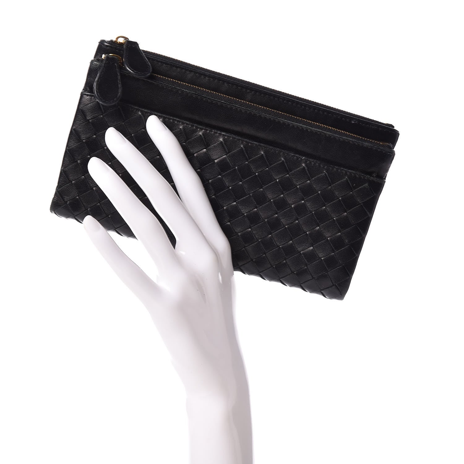 Bottega Veneta Nappa Intrecciato Double Zip Clutch Wallet Black 2 of 10
