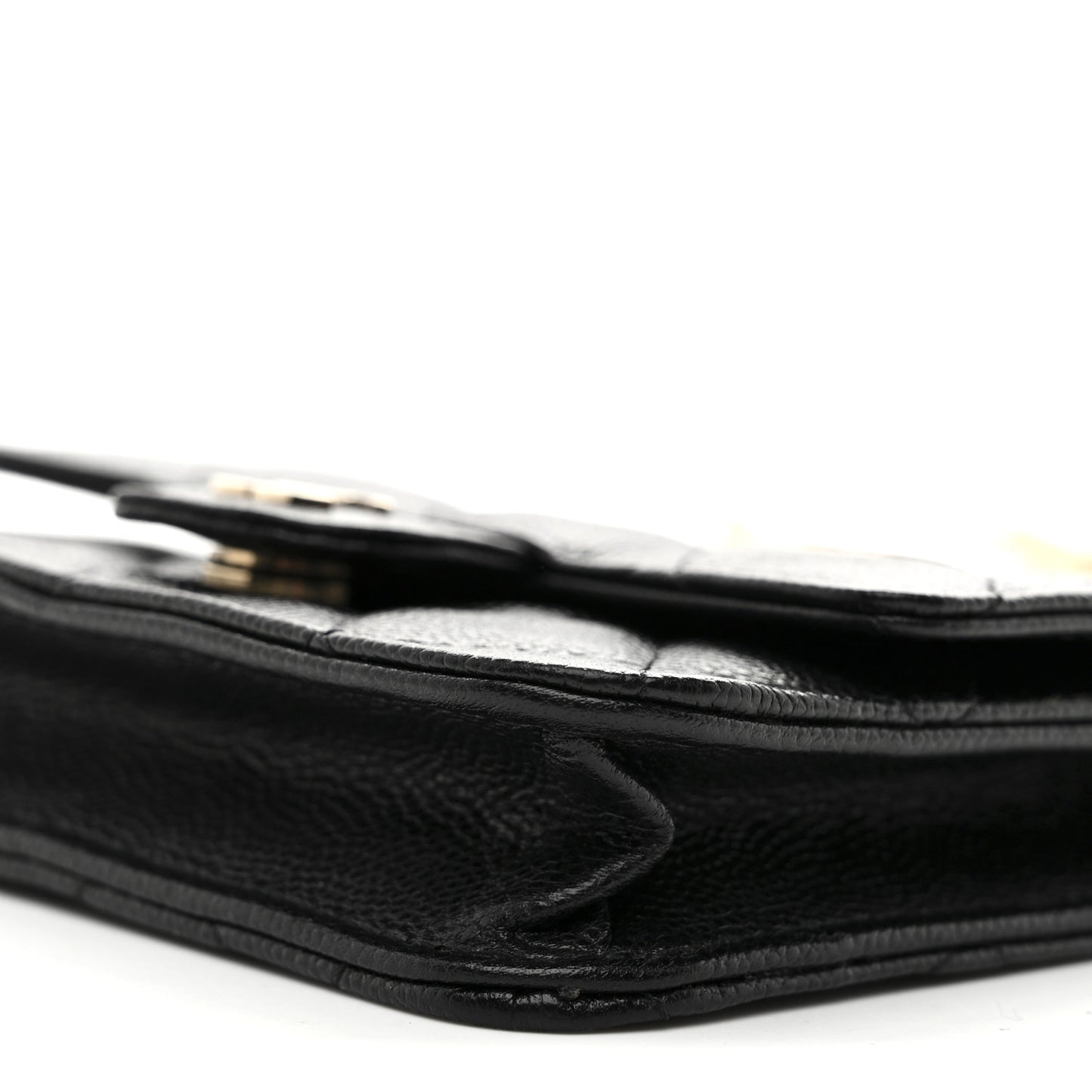 Caviar Quilted Mini Clutch With Chain Black