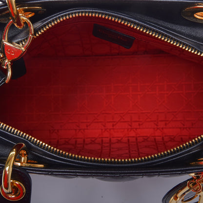 Christian Dior Vintage Lambskin Cannage Large Lady Dior Black 6 of 8
