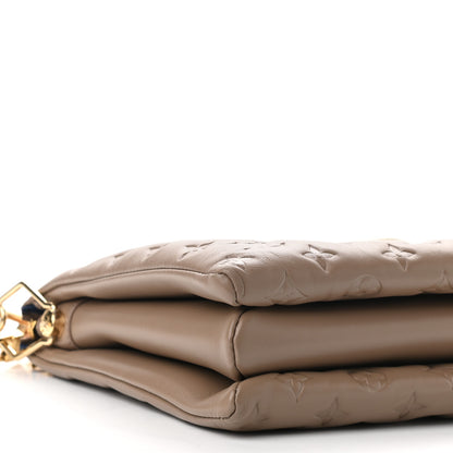 Louis Vuitton Lambskin Embossed Monogram Coussin MM Taupe 9 of 11