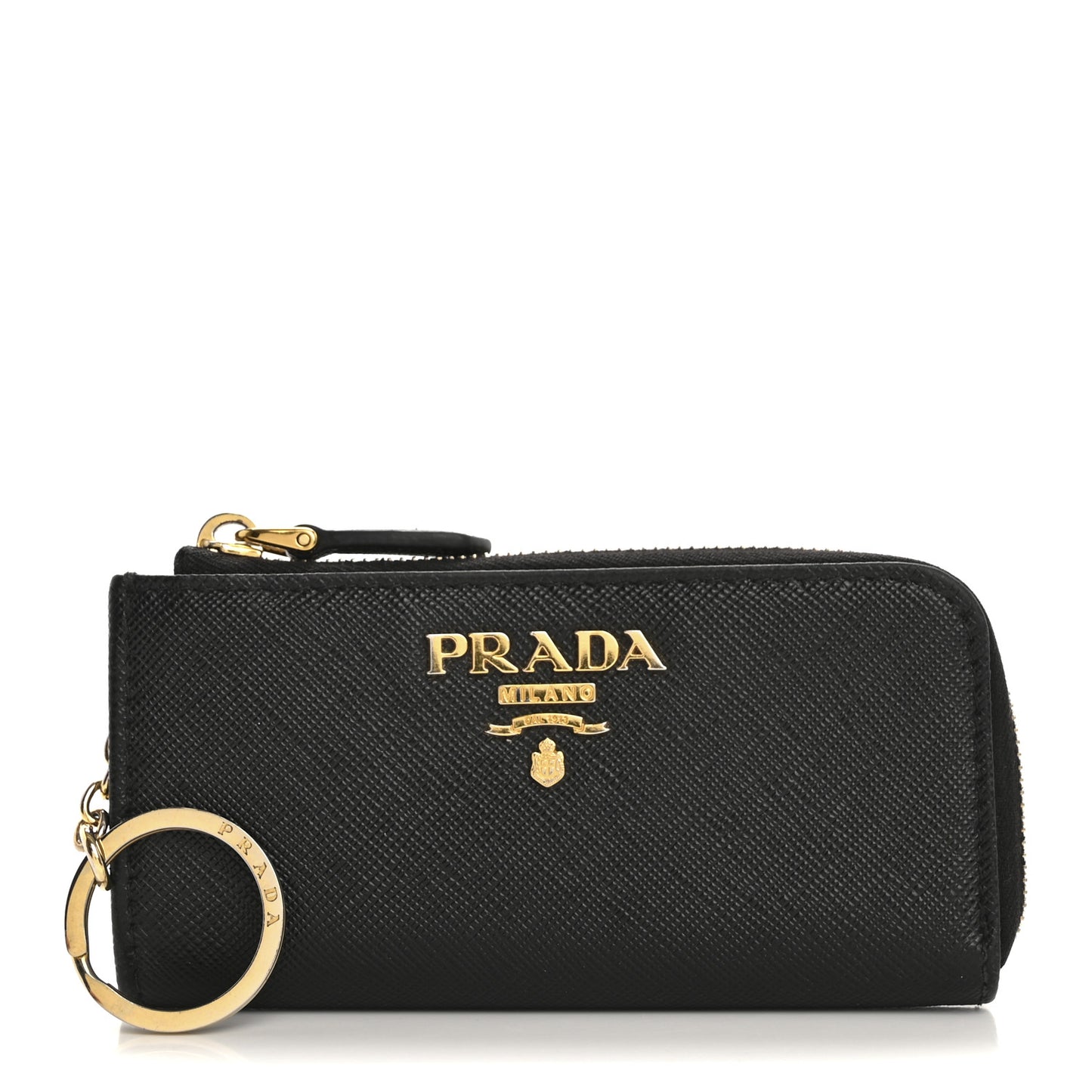 Saffiano Metal Zip Around Key Holder Black