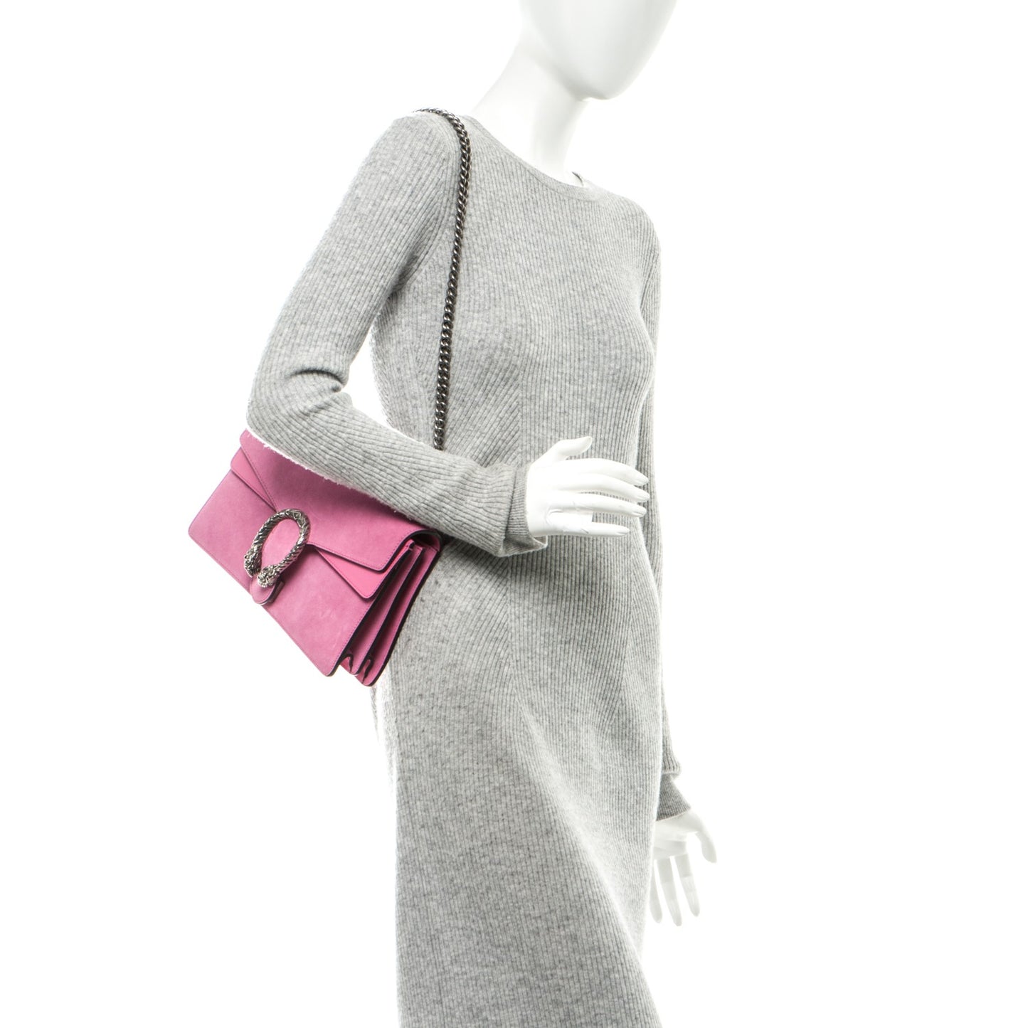 Suede Cudu Vitello Velvet Small Dionysus Shoulder Bag Pink Tropical Flower