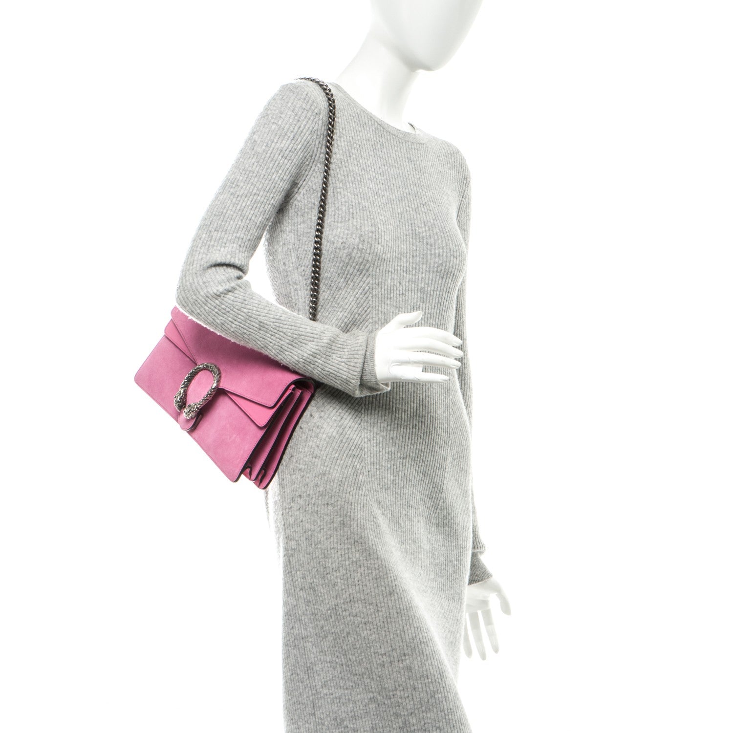 Gucci Suede Cudu Vitello Velvet Small Dionysus Shoulder Bag Pink Tropical Flower 2 of 7