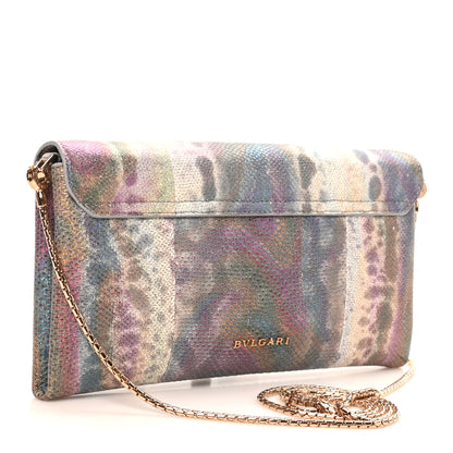 Bulgari Karung Calfskin Serpenti Forever Long Wallet Blue Brown 3 of 10
