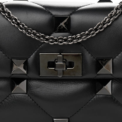 Valentino Garavani Nappa Monochrome Medium Roman Stud Shoulder Bag Black 7 of 9