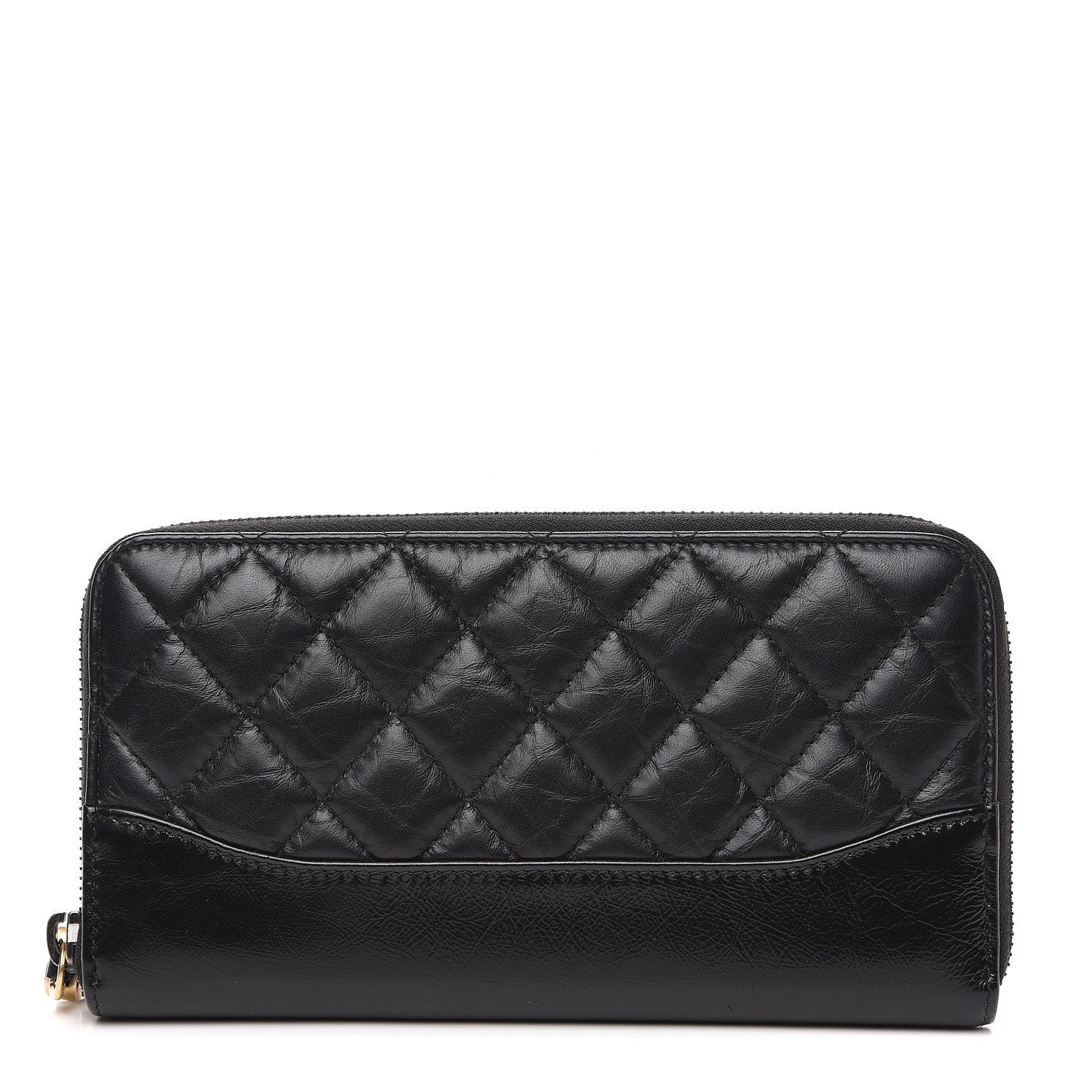 Chanel Aged Calfskin Quilted Small Gabrielle Zip Around Wallet Black 1 of 8