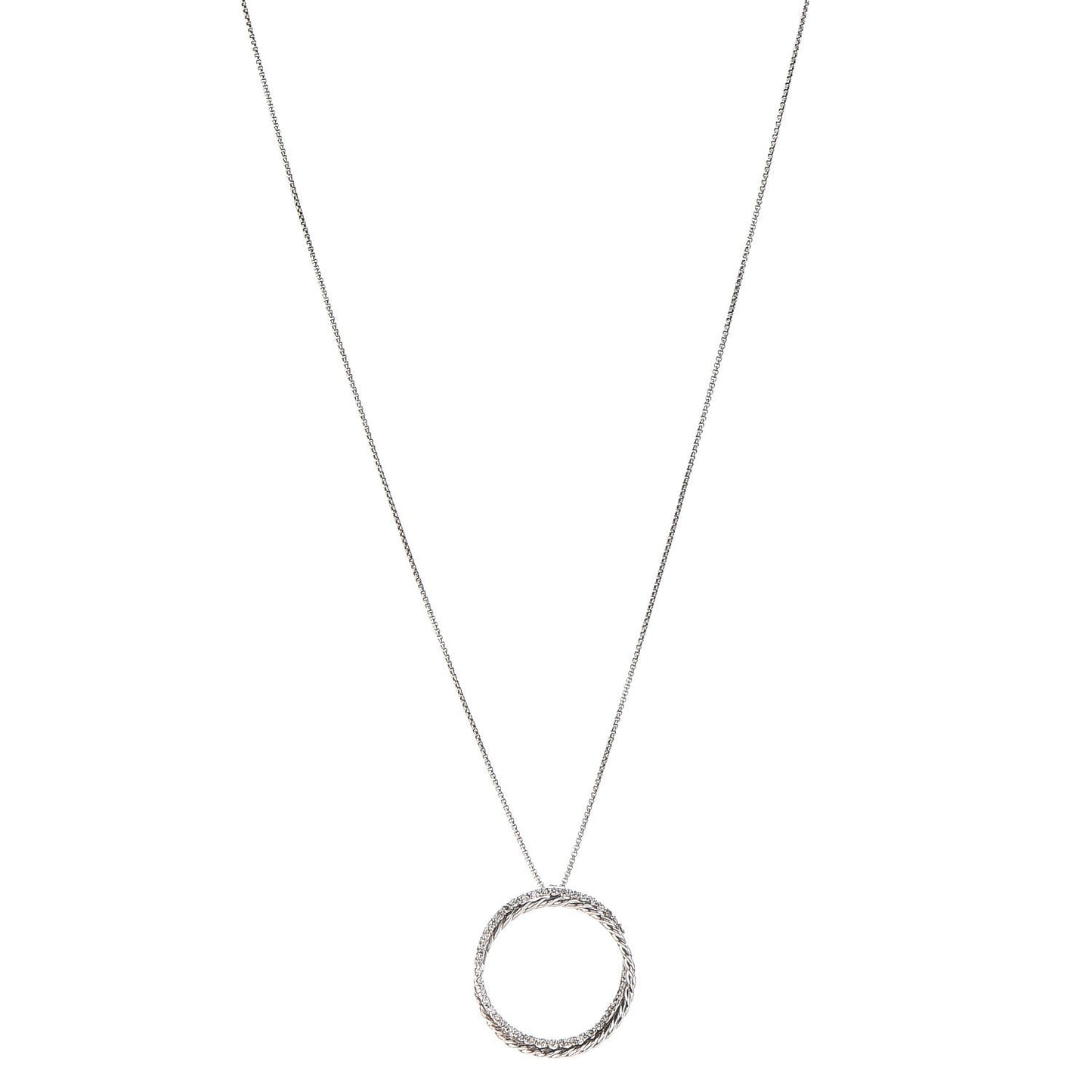 Sterling Silver Diamond Crossover Circle Pendant Necklace