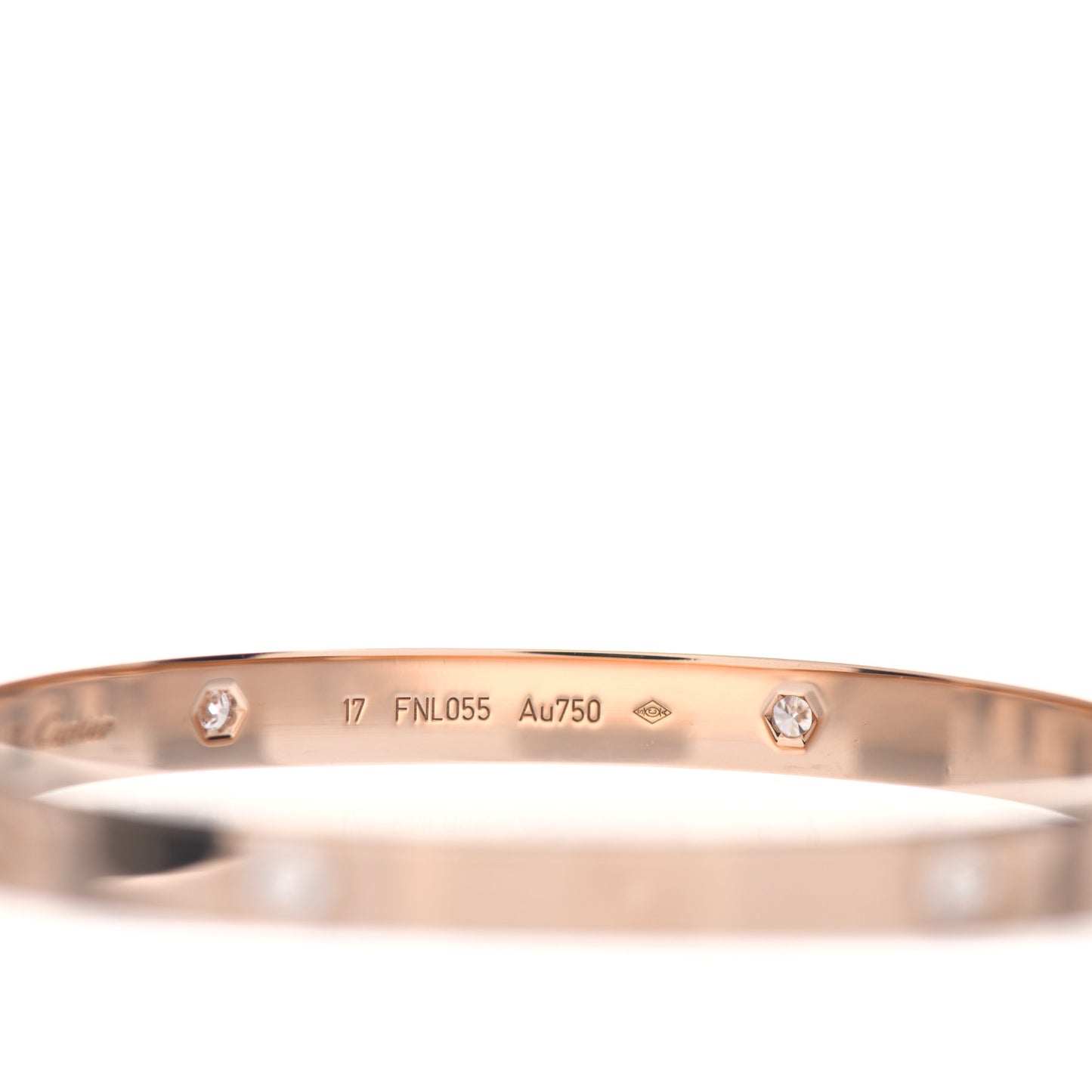 18K Pink Gold 4 Diamond LOVE Bracelet 17