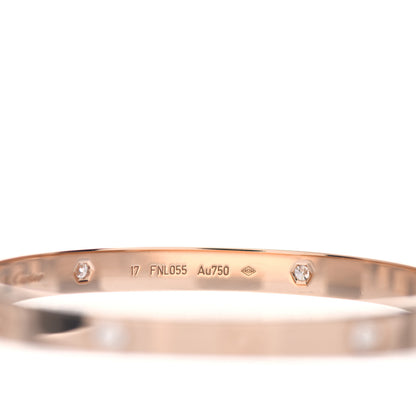 Cartier 18K Pink Gold 4 Diamond LOVE Bracelet 17 5 of 6