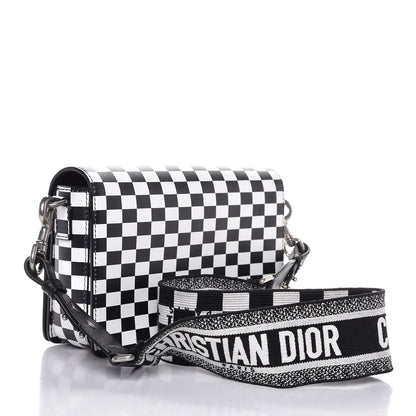 Christian Dior Smooth Calfskin Checkered Dio(r)evolution Flap Bag Black White 3 of 7