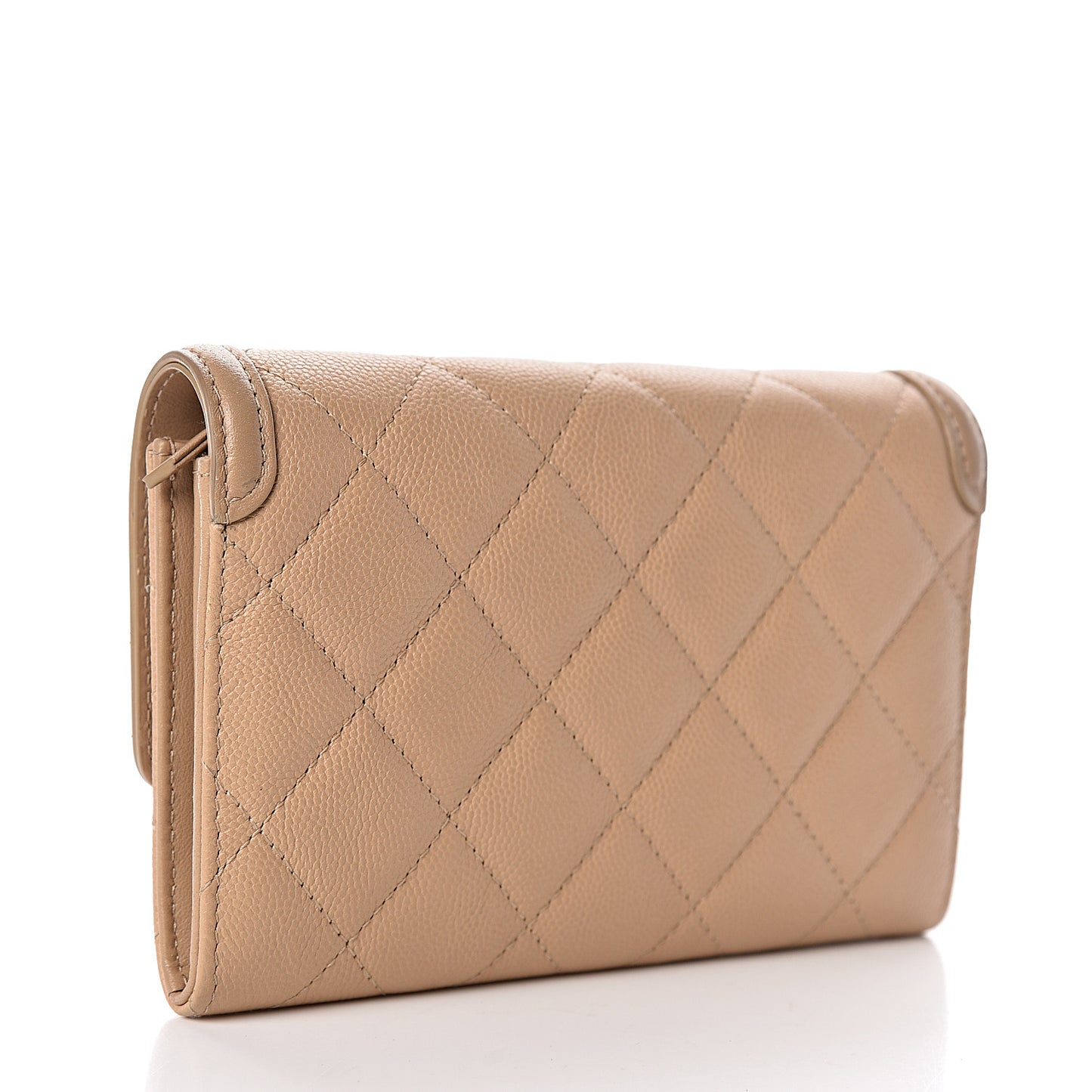 Caviar Quilted Medium Filigree Flap Wallet Beige